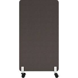 Mobile Akustik-Stellwand Flex auf Rollen, 40 mm stark, B 1000 x H 1600 mm, dunkelgrau