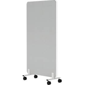 Mobile Akustik-Stellwand Flex auf Rollen, 40 mm stark, B 800 x H 1400 mm, hellgrau