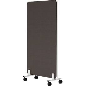 Mobile Akustik-Stellwand Flex auf Rollen, 40 mm stark, B 800 x H 1800 mm, dunkelgrau