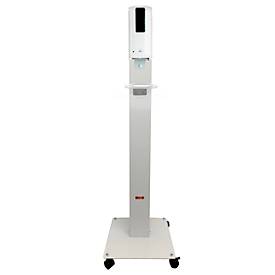 Mobile Hygienestation Manuflex Proficlean Sensor S, B 400 X T 380 x H 1298 mm, mit Sensorspender und Tropfschale, inkl. Händedesinfektionsmittel & Batterien