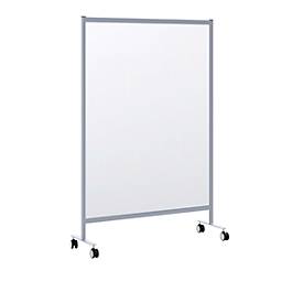 Mobile Spuckschutz-Trennwand Modell B, Acrylglas, Stärke 3 mm, B 1200 x T 390 x H 1800 mm, mit Rollen