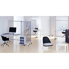 Mobile Spuckschutz-Trennwand Modell B, Acrylglas, Stärke 3 mm, B 1200 x T 390 x H 1800 mm, mit Rollen