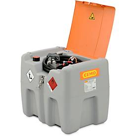Mobile Tankstelle CEMO DT-Mobil Easy Elektropumpe CENTRI SPF30, Automatik-Zapfpistole, Klappdeckel, 210 l, Polyethylen, B 785 x T 595 x H 685 mm
