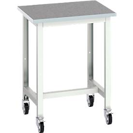 Mobile Werkbank Bott verso, Linoleum-Platte, mit Querstrebenset, B 700 x T 600 x H 930 mm, RAL 7035 Lichtgrau