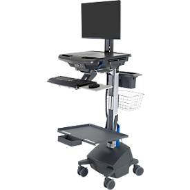 Mobiler Arbeitsplatz Ergotron StyleView® SV42-8302-2, Monitorgelenk für 1 Display bis 24', Arbeitsfläche, Tastatur-/Mausablage, integrierte Stromversorgung