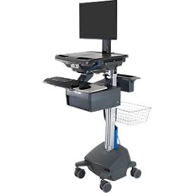 Mobiler Arbeitsplatz Ergotron StyleView® SV42-8302-2, Monitorgelenk für 1 Display bis 24', Arbeitsfläche, Tastatur-/Mausablage, integrierte Stromversorgung