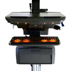 Mobiler Arbeitsplatz Ergotron StyleView® SV42-8302-2, Monitorgelenk für 1 Display bis 24', Arbeitsfläche, Tastatur-/Mausablage, integrierte Stromversorgung