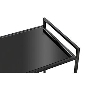 Mobiler Beistelltisch HAKU, 2 Ablagen mit jeweils bis zu 6 kg Tragkraft, B 500 x T 360 x H 690 mm, Stahl/ESG-Sicherheitsglas, schwarz