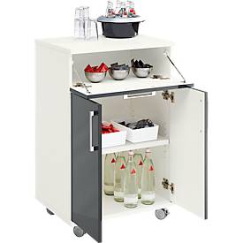 Mobiler Catering-Schrank mit Flügeltüren, B 650 x T 480 x H 1000 mm, weiß/graphit