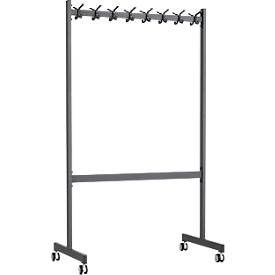 Mobiler Garderobenständer Functionals KOMPAKT, 40 Haken, mit Bremse, H 1000 mm, Stahl und Kunststoff, dunkelgrau