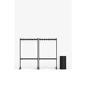 Mobiler Garderobenständer Functionals KOMPAKT, 40 Haken, mit Bremse, H 1000 mm, Stahl und Kunststoff, dunkelgrau