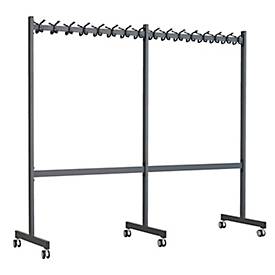 Mobiler Garderobenständer Functionals KOMPAKT, 80 Haken, mit Bremse, H 2000 mm, Stahl und Kunststoff, dunkelgrau