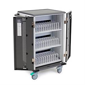 Mobiler Ladewagen ergotron® YES35, bis zu 36 Tablets & Chromebooks oder 24 Laptops bis 14', verstellbare Gestelle, B 640 x T 730 x H 1060 mm