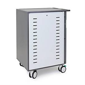 Mobiler Ladewagen ergotron® Zip40, bis 40 Tablets/Chromebooks o. bis 30 Laptops, verstellbare Gestelle, 3 Fächer, 34,7 kg je Fach, B 770 x T 660 x H 1150 mm