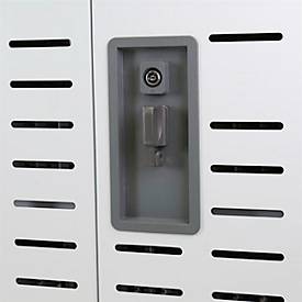 Mobiler Ladewagen ergotron® Zip40, bis 40 Tablets/Chromebooks o. bis 30 Laptops, verstellbare Gestelle, 3 Fächer, 34,7 kg je Fach, B 770 x T 660 x H 1150 mm