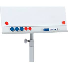 Mobiles Flipchart Franken X-tra!Line, höhenverstellbar, Schnellwechselhalterung, Ablageschale, magnethaftende Tafel mit B 680 x H 1050 mm, 5 Laufrollen