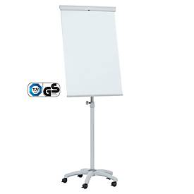 Mobiles Flipchart Franken X-tra!Line, höhenverstellbar, Schnellwechselhalterung, Ablageschale, magnethaftende Tafel mit B 680 x H 1050 mm, 5 Laufrollen