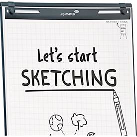Mobiles Flipchart Legamaster Sketch Easy, magnetische Tafel, Rundfuß, inkl. Abschlageschale, B 680 x H 1050 mm, schwarz-weiß