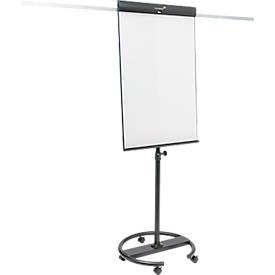 Mobiles Flipchart Legamaster Sketch Pro, magnetische Tafel, höhenverstellbar, 2 Seitenarme, Rundfuß, inkl. Starterset, B 680 x H 1050 mm, schwarz-weiß