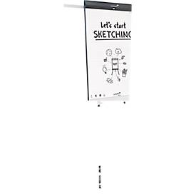 Mobiles Flipchart Legamaster Sketch Pro, magnetische Tafel, höhenverstellbar, 2 Seitenarme, Rundfuß, inkl. Starterset, B 680 x H 1050 mm, schwarz-weiß
