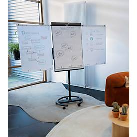 Mobiles Flipchart Legamaster Sketch Pro, magnetische Tafel, höhenverstellbar, 2 Seitenarme, Rundfuß, inkl. Starterset, B 680 x H 1050 mm, schwarz-weiß