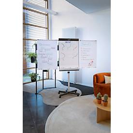 Mobiles Flipchart Legamaster Sketch Pro, magnetische Tafel, höhenverstellbar, 2 Seitenarme, Sternfuß, inkl. Starterset, B 680 x H 1050 mm, schwarz-weiß