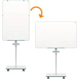 Mobiles Flipchart Nobo Move & Meet, abnehmbares Whiteboard, magnetisch, B 714 x T 1200 x H 453 mm, Stahl, weiß