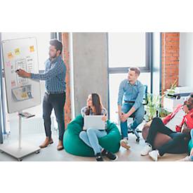Mobiles Flipchart Nobo Move & Meet, abnehmbares Whiteboard, magnetisch, B 714 x T 1200 x H 453 mm, Stahl, weiß