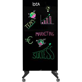 Mobiles Glasboard Legamaster, schwarz, magnethaftend, doppelseitig nutzbar, B 900 x H 1750 mm