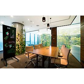 Mobiles Glasboard Legamaster, schwarz, magnethaftend, doppelseitig nutzbar, B 900 x H 1750 mm