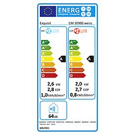 Mobiles Klimagerät exquisit CM 30900, 4-in-1, bis 2,6 kW Kühlleistung, max. 270 m³/h, bis 18 m², Entfeuchtung bis 24 l/Tag, Timerfunktion, weiß