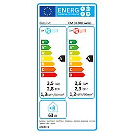 Mobiles Klimagerät exquisit CM 31200, 4-in-1, bis 2,6 kW Kühlleistung, max. 350 m³/h, bis 23 m², Entfeuchtung bis 28,8 l/Tag, Timerfunktion, weiß