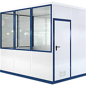 Mobiles Raumsystem WSM, L 3045 x B 2045 mm, für Innen, mit oder ohne Fußboden, grauweiß RAL 9002/enzianblau RAL 5010