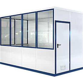 Mobiles Raumsystem WSM, L 4045 x B 2045 mm, für Innen, mit oder ohne Fußboden, grauweiß RAL 9002/enzianblau RAL 5010