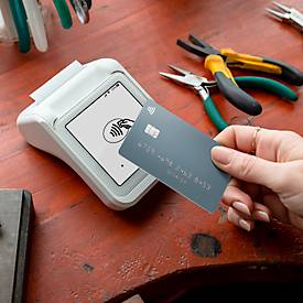 Mobiles SumUp Solo Kartenterminal mit integriertem Thermodrucker und All-in-One-Funktion zur Zahlung, Belegausgabe und Rückerstattung