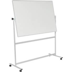 Mobiles Whiteboard Franken U-Act! Line®, Querformat, 2-seitig nutzbar, Stahl weiß emailliert & Aluminium, magnethaftend, Ablageleiste, B 1700 x H 1930 mm