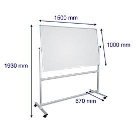 Mobiles Whiteboard Franken U-Act! Line®, Querformat, 2-seitig nutzbar, Stahl weiß emailliert & Aluminium, magnethaftend, Ablageleiste, B 1700 x H 1930 mm