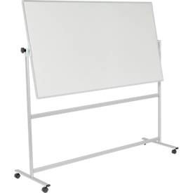 Mobiles Whiteboard Franken U-Act! Line®, Querformat, 2-seitig nutzbar, Stahl weiß emailliert & Aluminium, magnethaftend, Ablageleiste, B 2200 x H 1930 mm