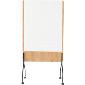 Mobiles Whiteboard Rocada Natural, drehbar, magnethaftend, Stahl auf Melaminholzplatte, Tafelfläche mit B 1000 x H 1200 mm