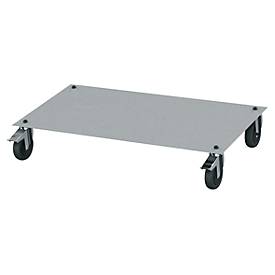 Mobilzusatz für Schubladenschrank Bedrunka+Hirth mit B 680 mm, 4 x Lenkrollen & Schiebegriff, ohne Stahlplatte, B 680 x T 500 x H 150 mm, Aluminium