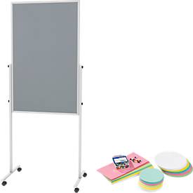 Moderationstafel Maulsolid, Filz grau/Whiteboard, H 1200 x B 750 mm, gratis Moderationskarten