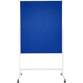 Image of Moderationstafel SH MT 121, mobil, beidseitig verwendbar, B 1200 x H 1500 mm, Filz, Aluminium & Metall, blau-weiß
