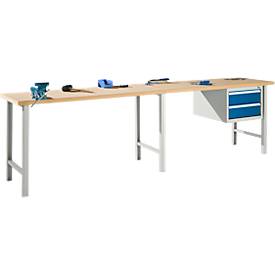 Modulare Werkbank Schäfer Shop Select, Grundeinheit, Buche Multiplexplatte, bis 500 kg, B 2000 x T 700 x H 840 mm, Lichtgrau ral 7035