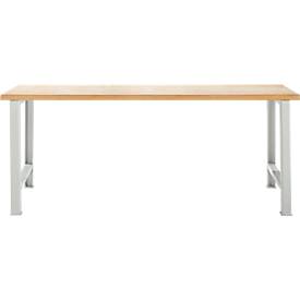 Modulare Werkbank Schäfer Shop Select, Grundeinheit, Buche Multiplexplatte, bis 500 kg, B 2000 x T 700 x H 840 mm, Lichtgrau ral 7035