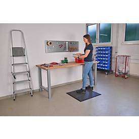 Modulare Werkbank Schäfer Shop Select, Grundeinheit, Buche Multiplexplatte, bis 500 kg, B 2000 x T 700 x H 840 mm, Weißaluminium ral 9006