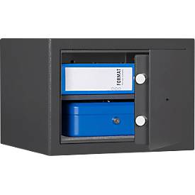 Möbeltresor Format Atlanta, 23 l, Türanschlag rechts, Doppelbartschloss, 2 Schlüssel, B 420 x T 380 x H 300 mm, graphitgrau