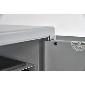 Möbeltresor Format Atlanta, 23 l, Türanschlag rechts, Doppelbartschloss, 2 Schlüssel, B 420 x T 380 x H 300 mm, lichtgrau RAL 7035