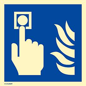 moedel Brandschutzschild „Hausalarm (Brandmelder-Flamme)“, Kunststoff, langnachleuchtend, B 200 x H 200 mm