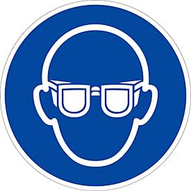 moedel Gebotszeichen „Augenschutz benutzen“, nach ISO 7010 M004, Folie selbstklebend, Ø 200 mm