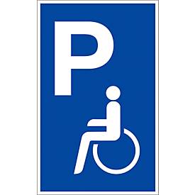 moedel Hinweisschild „Parkplatz für Personen mit Behinderung“, L 400 x B 250 mm, Aluminium, weiß-blau-schwarz
